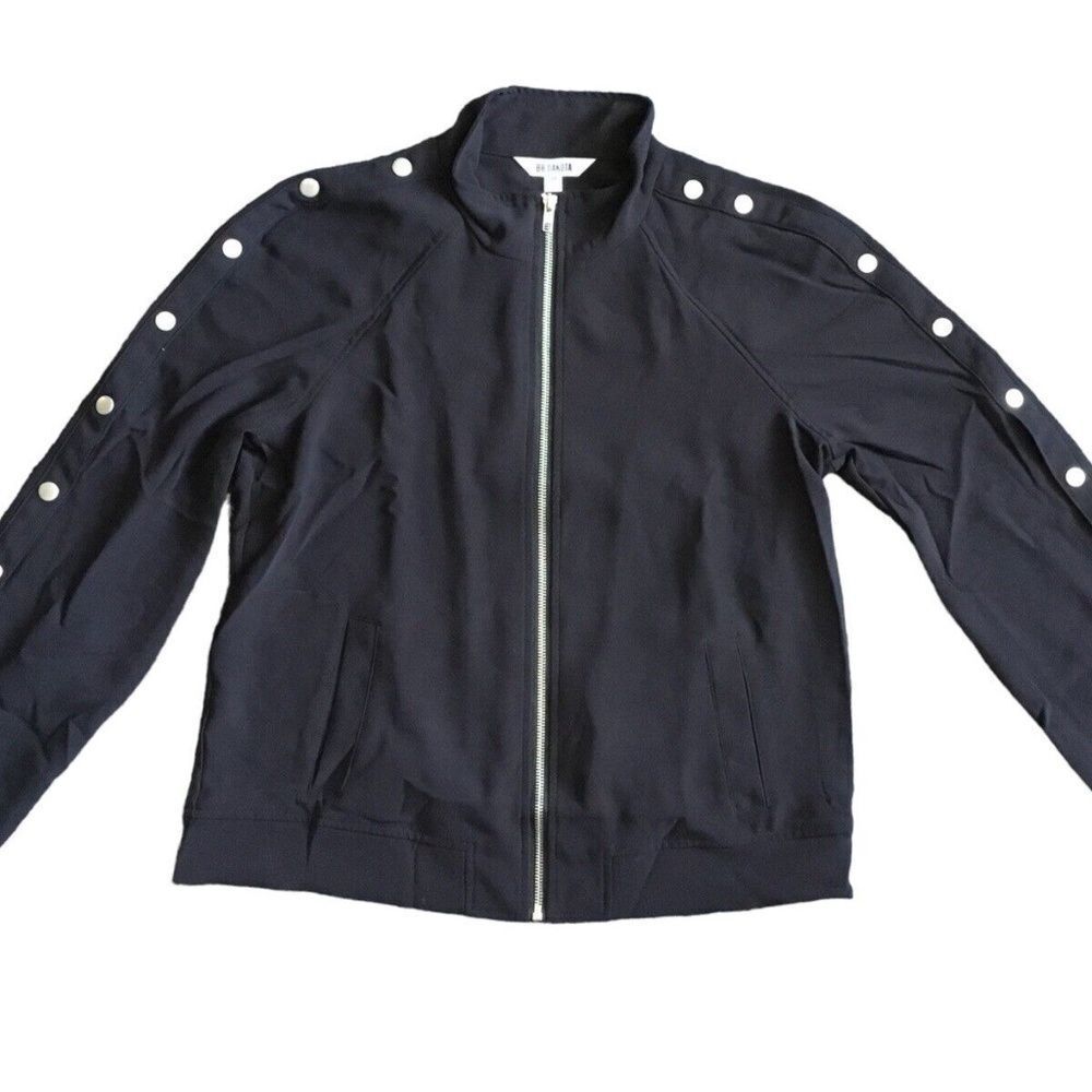BB Dakota Women's Black Heavy Crepe Full Zip Long Snap Sleeve Jacket Size M
